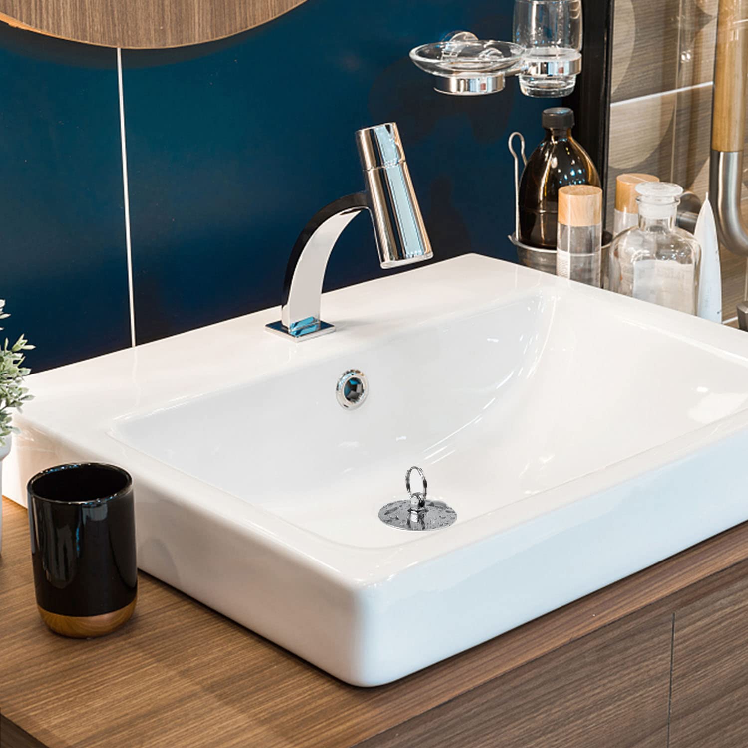 Tappo Di Scarico Per Vasca Da Bagno 46 Mm Con Pulsante - Design Anti-Intasamento, Per Lavabo E Cucina, Bianco