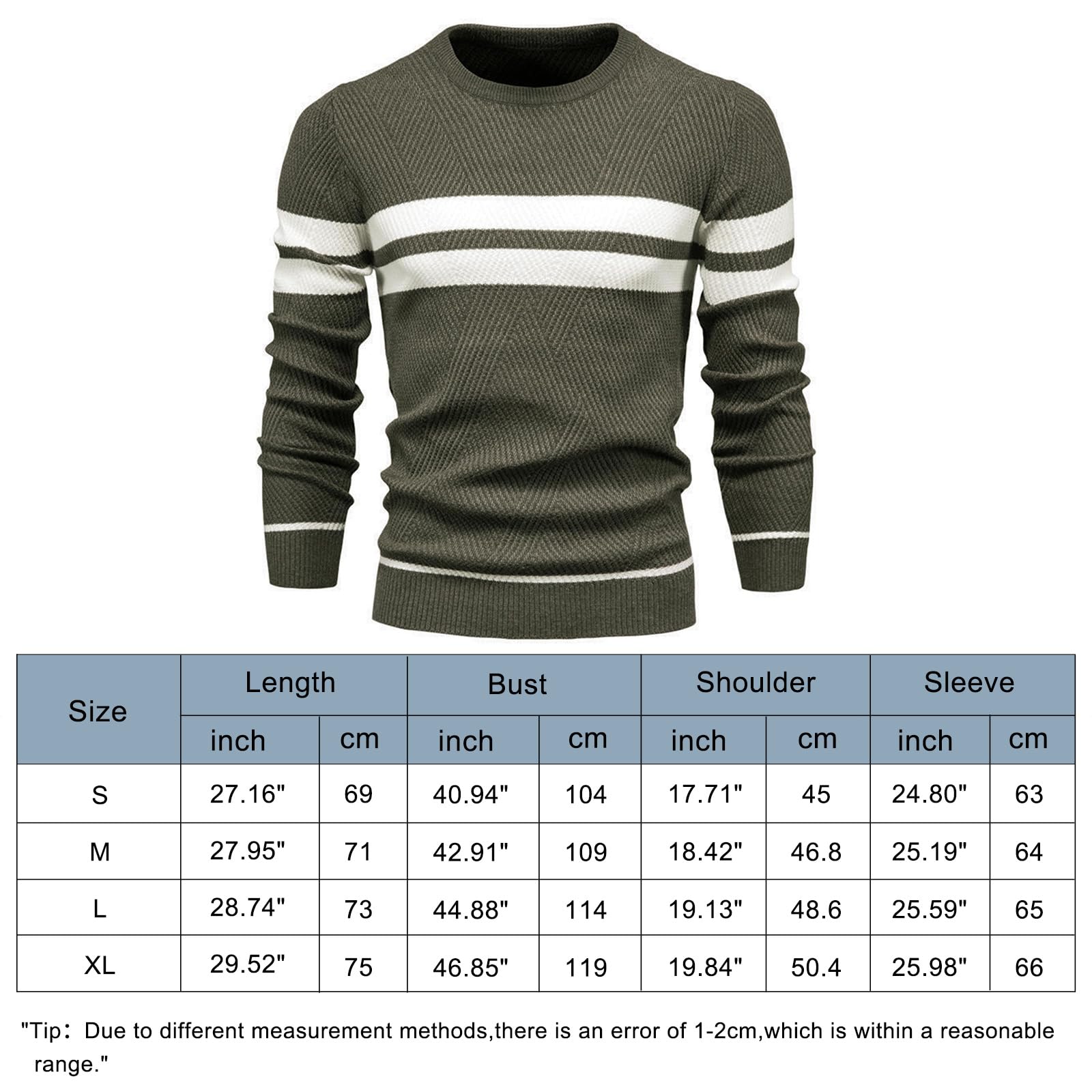 Genfien Pull col Rond Homme Pulls Manches Longues Chaud Pull en Maille Uni Chandails Homme Pullover Sweater Basique Homme Pullover Sweater Basique Casual Slim fit