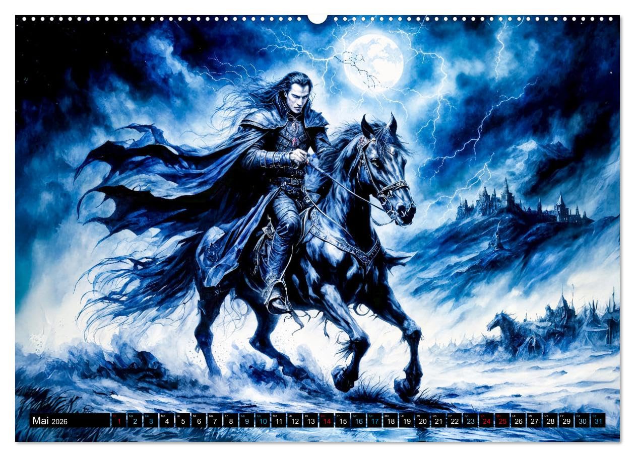 Finsternis der Vampire - Mystischer düsterer Fantasy Kalender (hochwertiger Premium Wandkalender 2026 DIN A2 quer), Kunstdruck in Hochglanz: ... einzigartigen Kalender (CALVENDO Glaube)