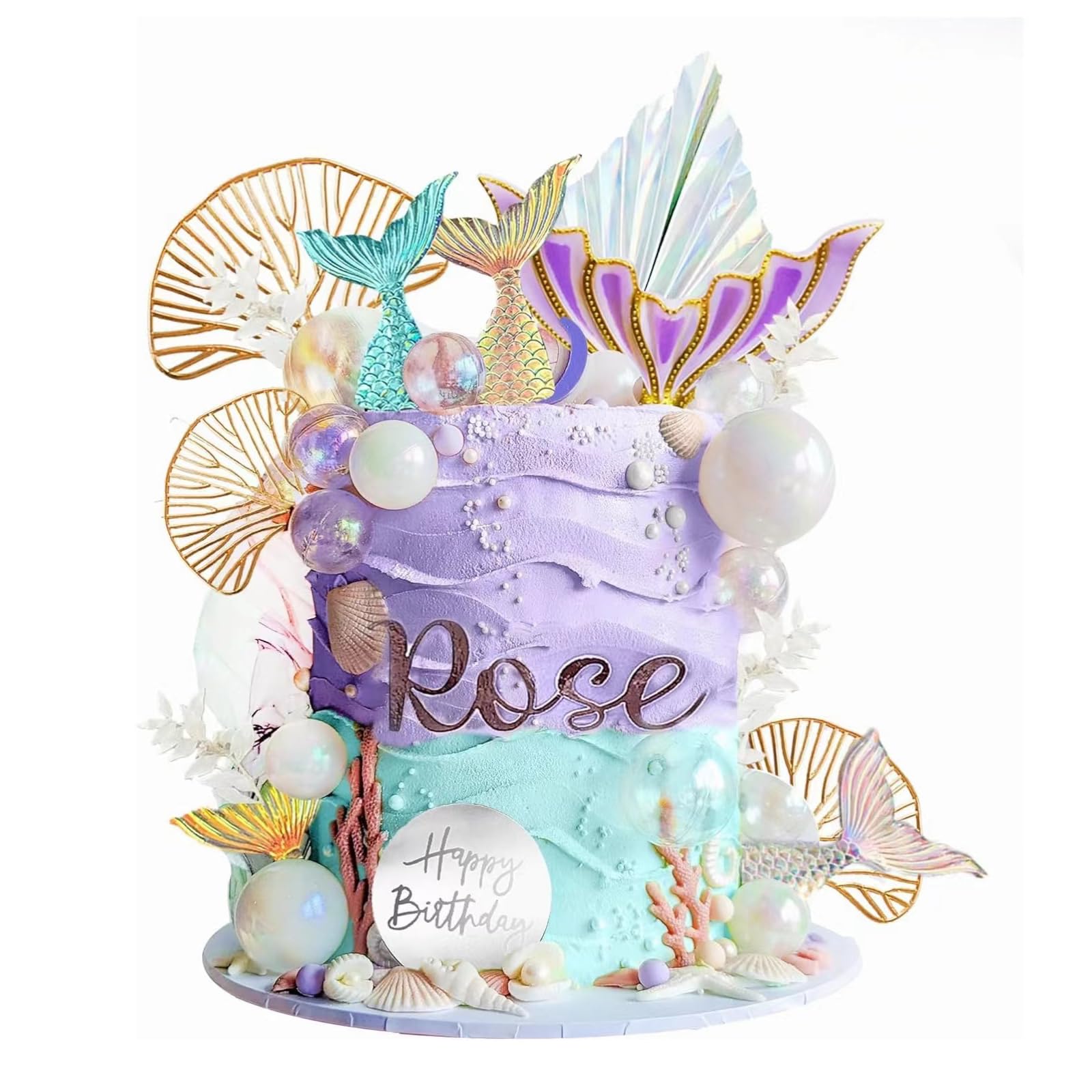 26 Pcs Mermaid Cake Topper Set, Cute Mermaid Decorations for Girls, Cupcake Toppers Ideal for Mermaid Theme Birthday Parties & Baby Showers