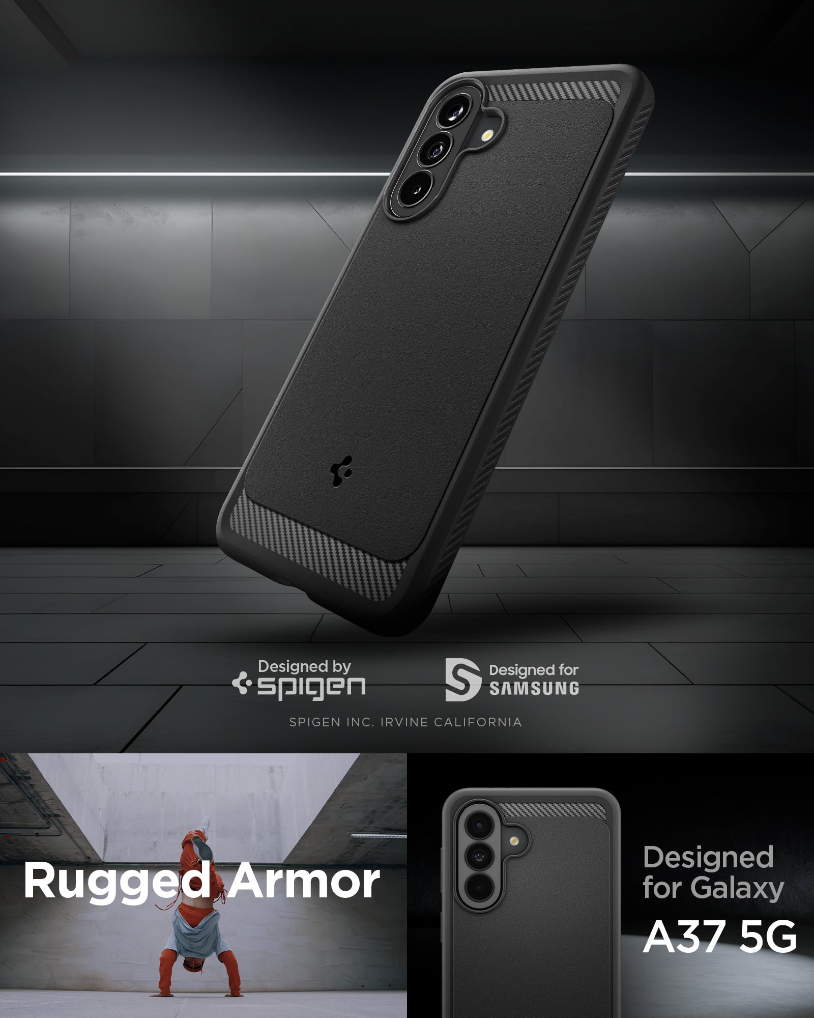 Spigen Rugged Armor | Samsung Galaxy A37 5G Case [Air Cushion Protection] [Flexible] Galaxy A37 5G Back Cover | TPU - Matte Black — Amazon image 2