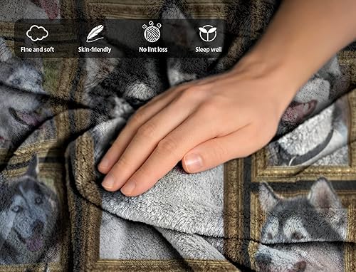 Miniatura 4 de Manta de husky siberiano para amantes de los perros, manta de forro polar para sofá, manta de cama súper suave y acogedora, manta ligera de felpa