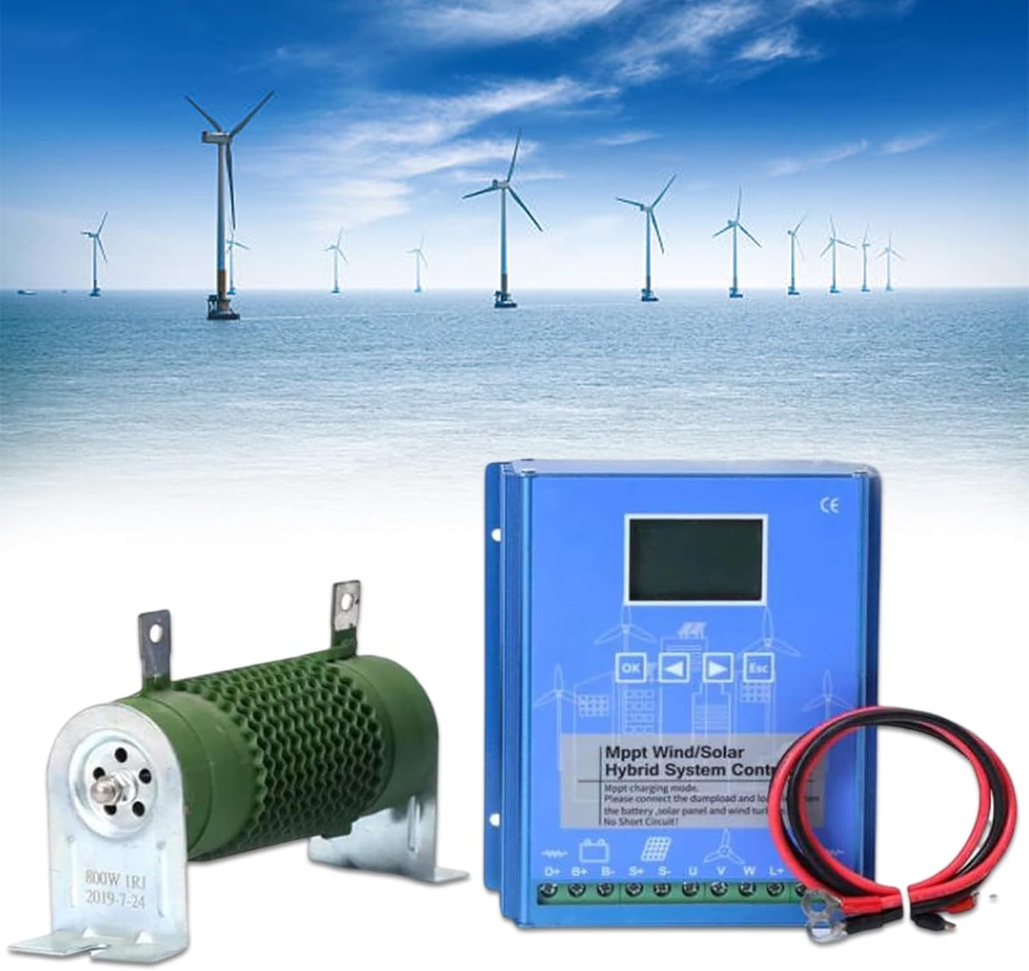 Hybrid Wind Solar MPPT Controller 10000W 24V - Renewable Energy Controller for Off-Grid Systems, Optimized for Wind Turbines & Solar Power, Enhanced Performance Resistor Included