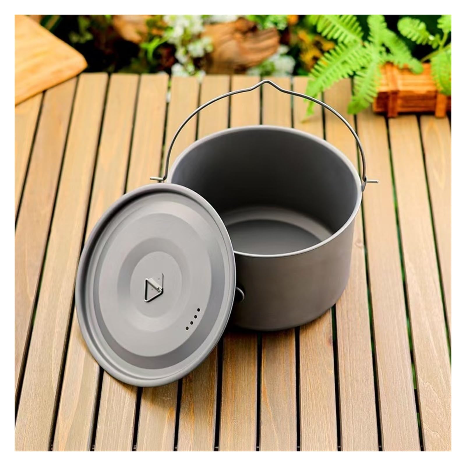 Generisch Compatible con Olla Colgante for Acampar, 1,25 L, 8L, 3L, Cocina al Aire Libre Tapa, asa Plegable, mochilero, fogata de Picnic