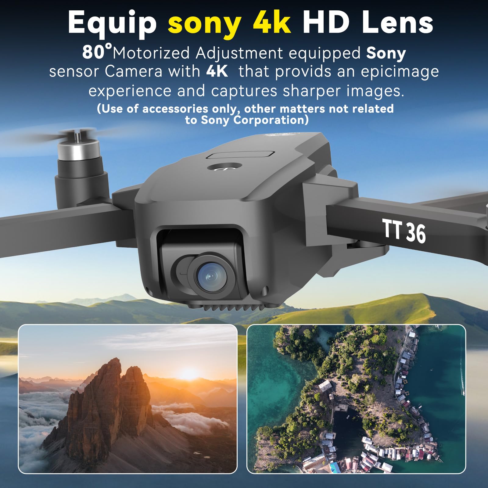 TTROARDS TT36 Drone GPS con Fotocamera 4K per Adulti 5G WiFi Trasmissione in Tempo Reale GPS Ritorno Intelligente Seguimi RC Quadcopter Motore Brushless Droni per Principianti