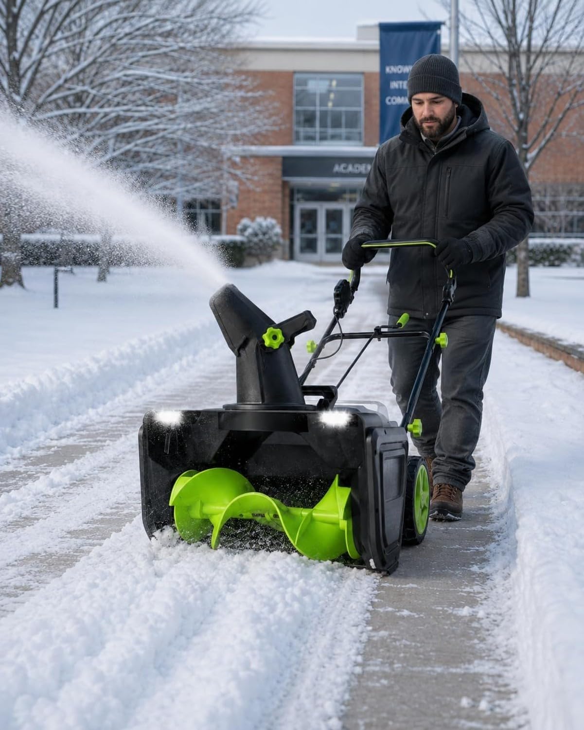 Soplador de Nieve Inalámbrico 20 Pulgadas, Motor sin Escobillas 3500W, Lanzador de Nieve 25 Pies