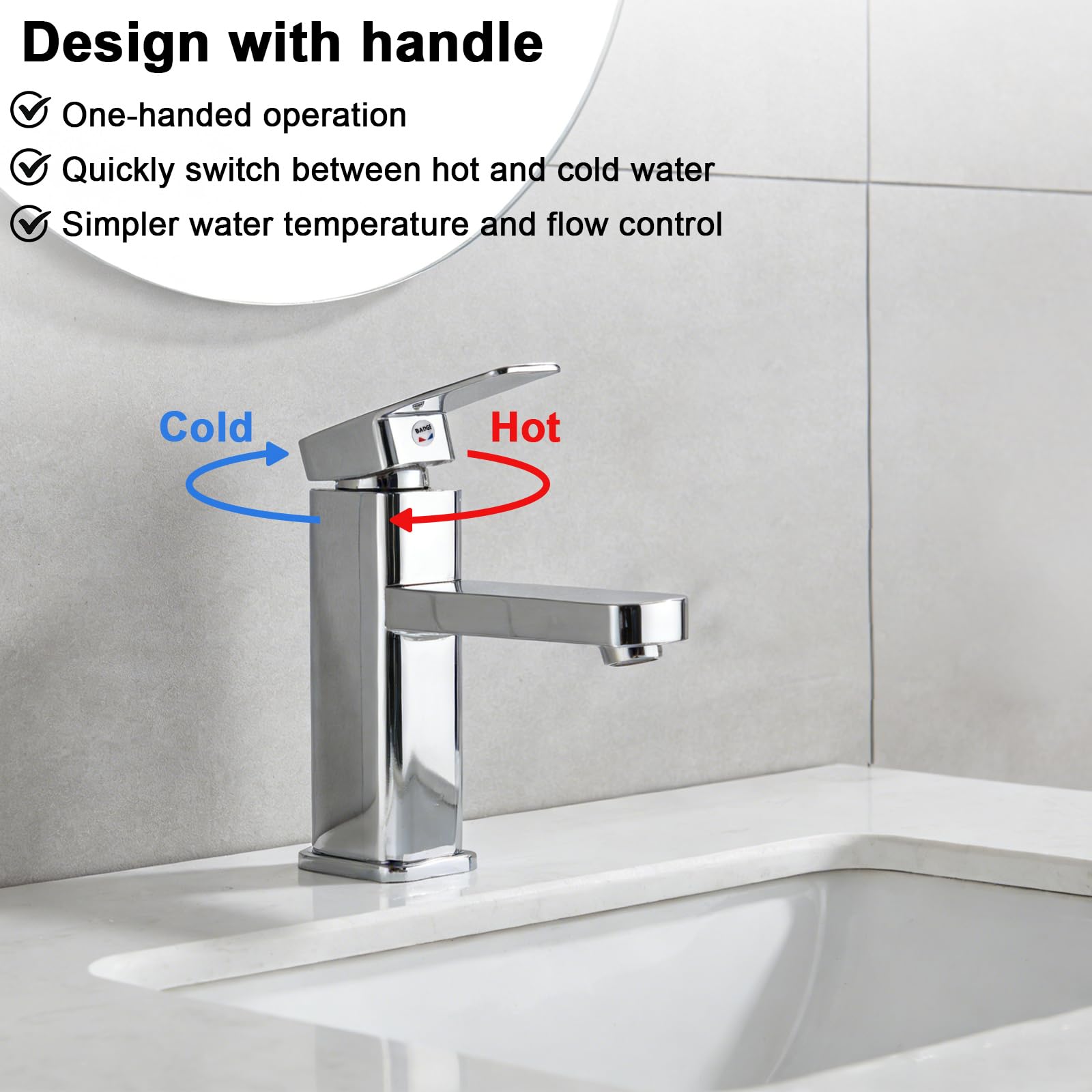 Wasserhahn Bad Waschtischarmatur Armatur Silber Waschtischmischer Warm und Kaltwasserhahn Einhebelmischer Matt Silber Badarmatur für Bad Spüle Edelstahl Messing