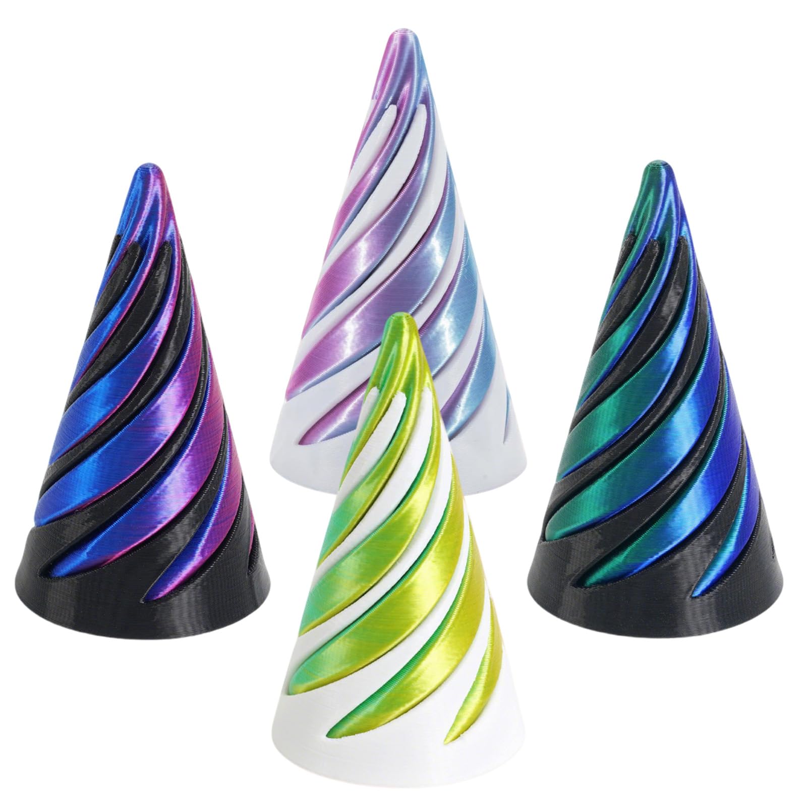 LEBKFT 4 Pcs 3D Printed Spiral Cone Fidget Toys