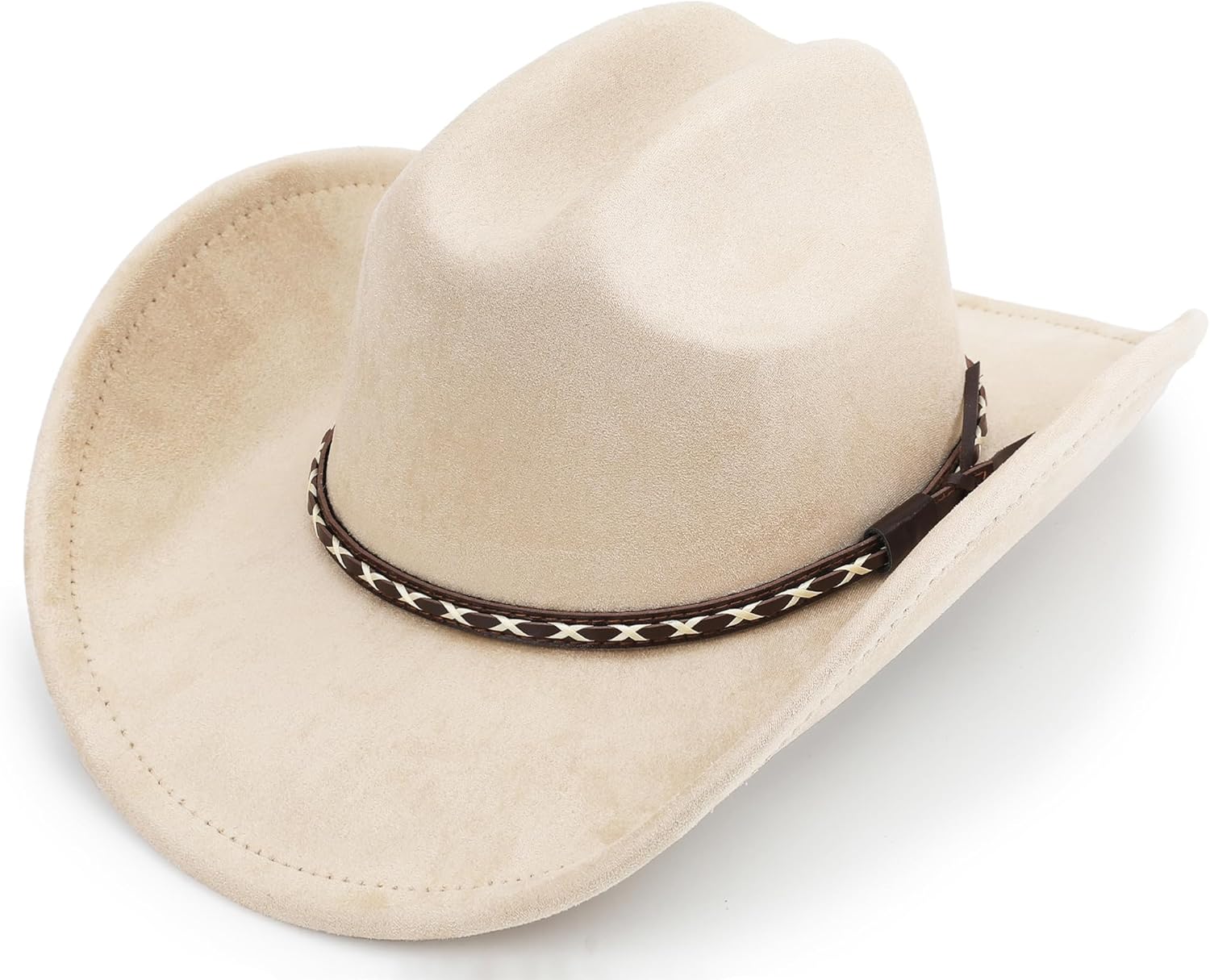 BESOOGII Western Cowboy Hat for Women and Men, Unisex Big Wide Brim Felt Hats for Cowboys and Cowgirls