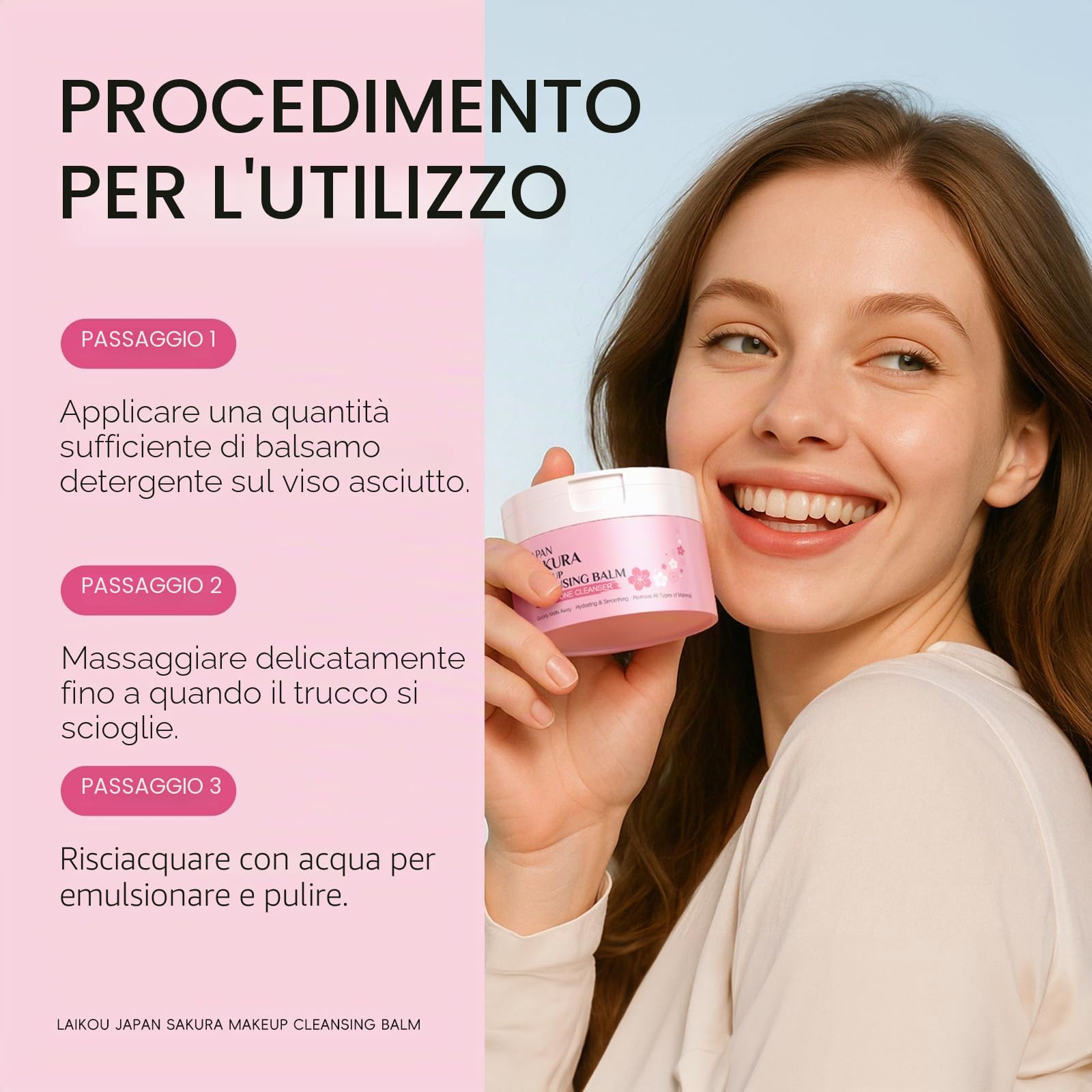 Sakura Balsamo Detergente Struccante 100g, Kit Struccante Viso e Occhi da Viaggio, per Pelle Detersa e Make-Up Rimosso, con Prodotti Skincare Viso Mini e Maschere Idratanti