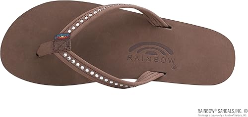 Miniatura 3 de Rainbow Sandals Mujer de una sola capa de cuero de primera calidad con correa estrecha de cristal Swarovski
