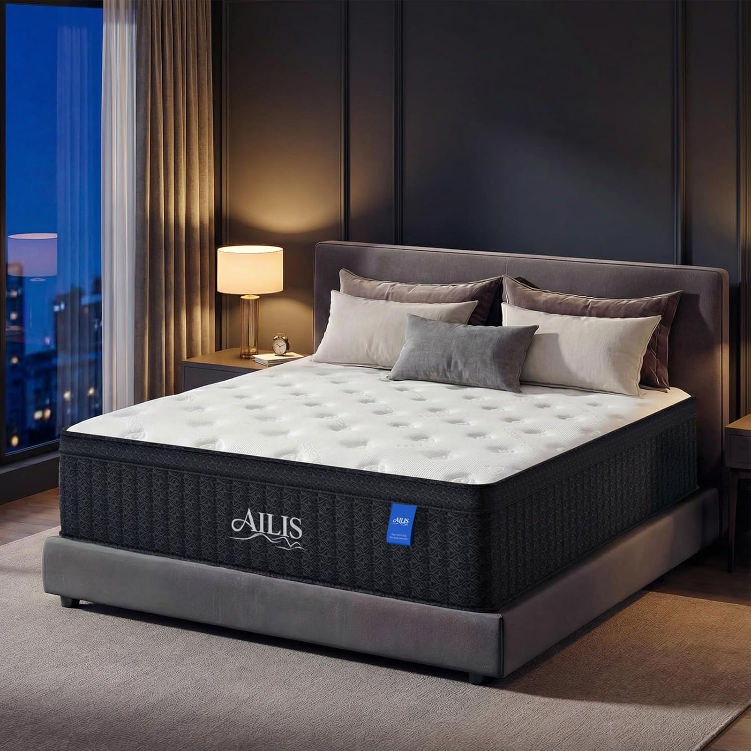 Ailis Queen Mattress, 12 Inch Queen Hybrid Mattress in a Box, Medium Firm with Upgraded Pocket Springs for Superior Motion Isolation, Strong Edge Support & Breathable Comfort
