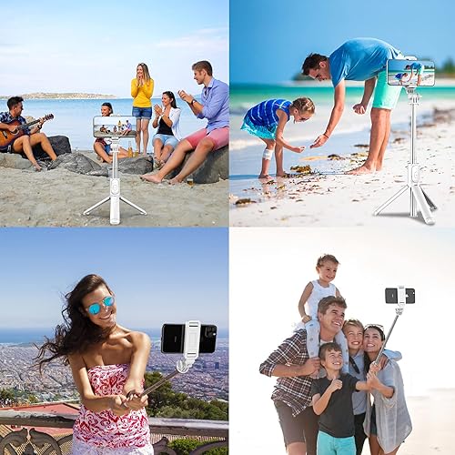 Miniatura 7 de Trípode para selfie stick con control remoto inalámbrico desmontable, 4 en 1 extensible portátil selfie stick y trípode para teléfono compatible con