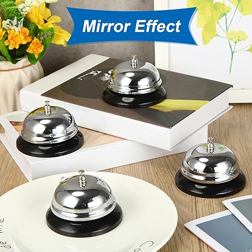 Miniatura 6 de Yexiya Paquete de 24 campanas de llamada de 3.35 pulgadas de diámetro con campana de servicio de construcción antioxidante de metal para hoteles,