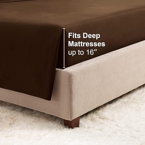 Miniatura 6 de Empyrean - Juego de sábanas bajeras de bolsillo extra profundo de 110 GSM, juego de 6 piezas de bolsillo profundo suave - 60 x 80 pulgadas - Sábanas