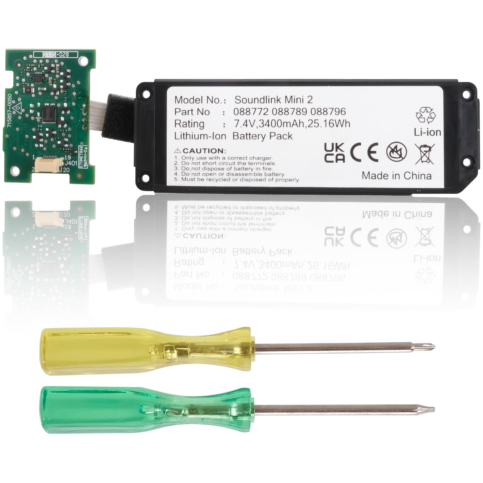 3400mAh 7,4V Batterie Compatible avec Bose Soundlink Mini 2 l'enceinte Bluetooth, Compatible avec Bose 088772, 088789, 088796, 080841, avec Circuit Imprimé(PCB)