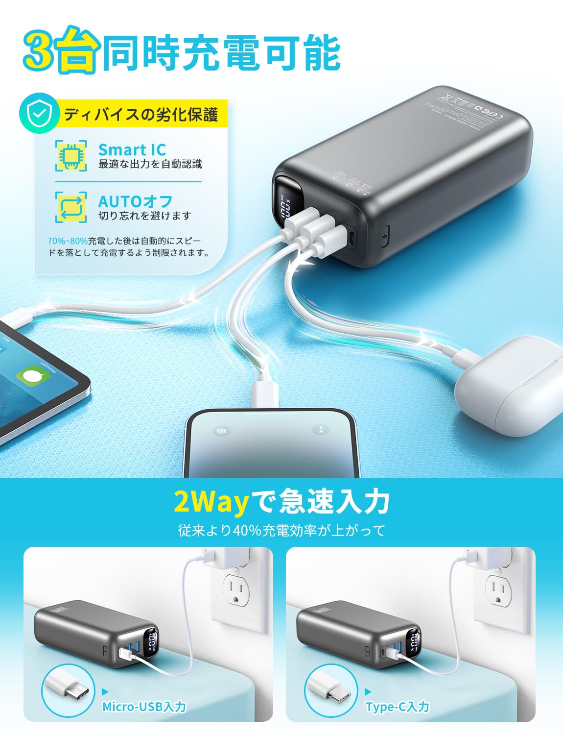 Amazon | 50000mAh大容量 【業界トップ水準】 モバイル