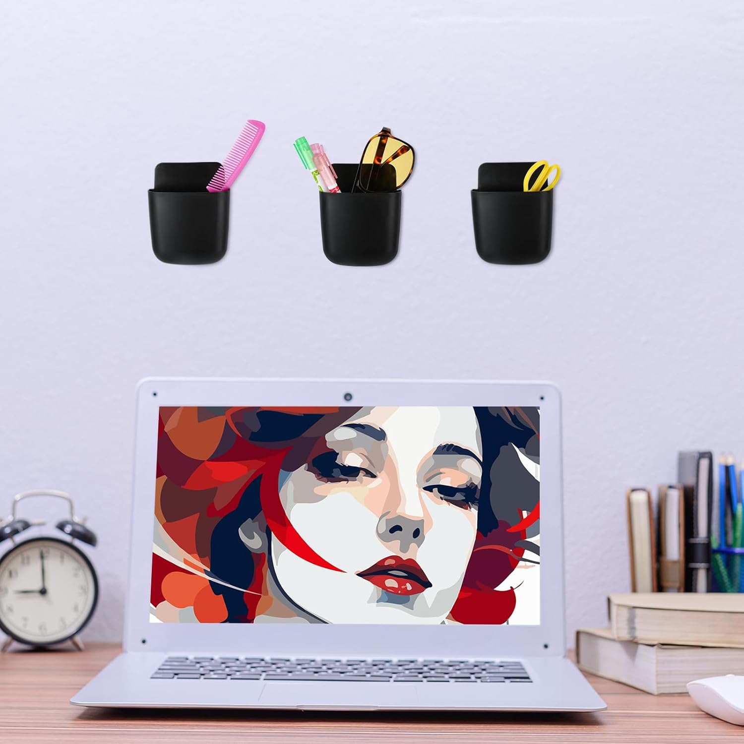 12 Pcs Black Remote Control Holder Wall Mount, Self-Adhesive Wall Phone Holder, Storage Box Organizer - Image 5