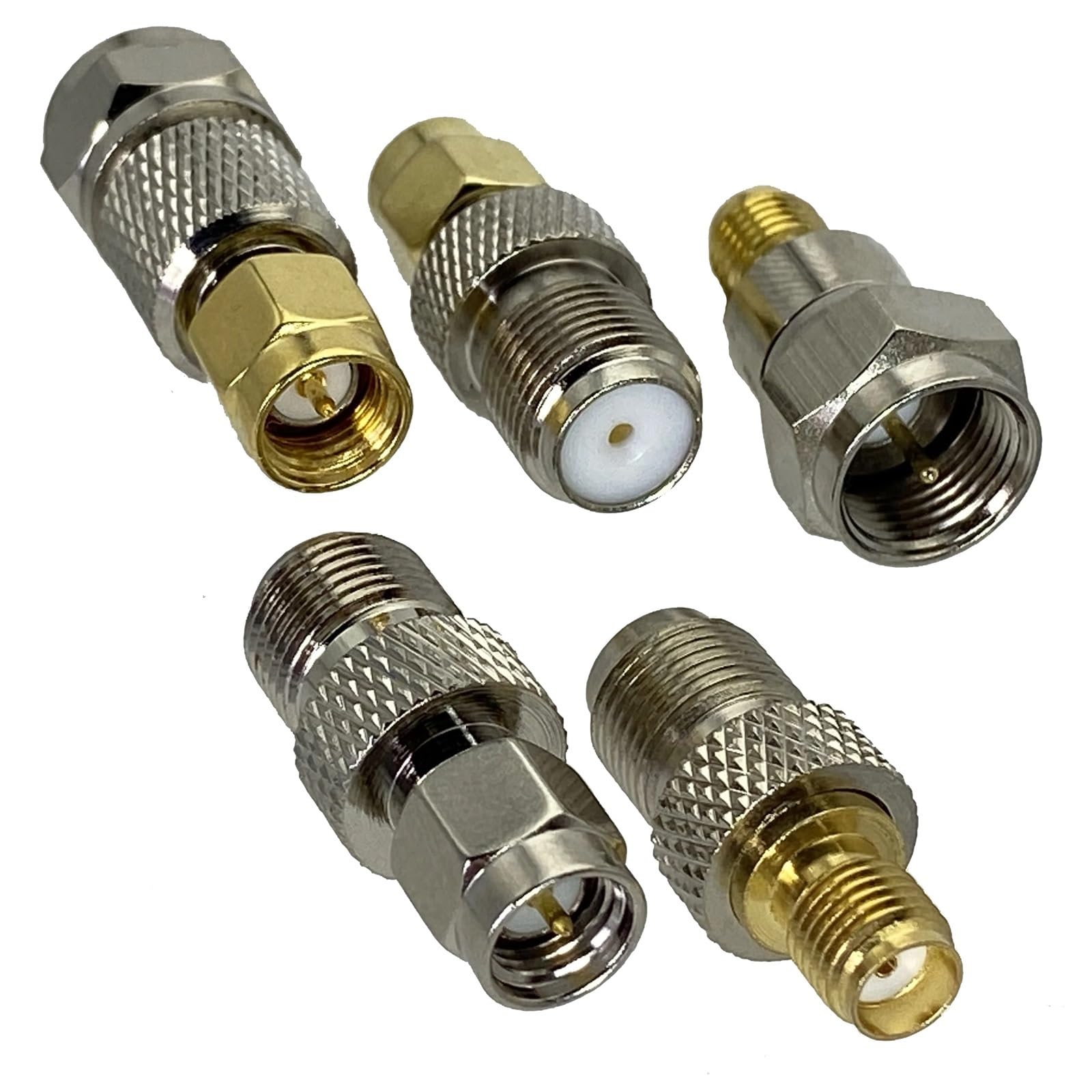 1 adattatore F TV a SMA maschio e femmina connettore coassiale RF dritto for terminali del filo 'antenna(F Male to SMA Male)