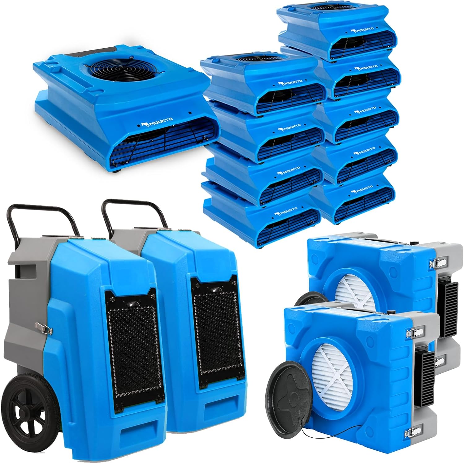 MOUNTO Water Damage Restoration Combo Package Deals (10xAir Mover, 2x Air Scrubber, 2x LGR Dehumidifiers)