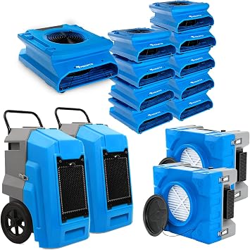 MOUNTO Water Damage Restoration Combo Package Deals 10xAir Mover, 2x Air Scrubber, 2x LGR Dehumidifiers