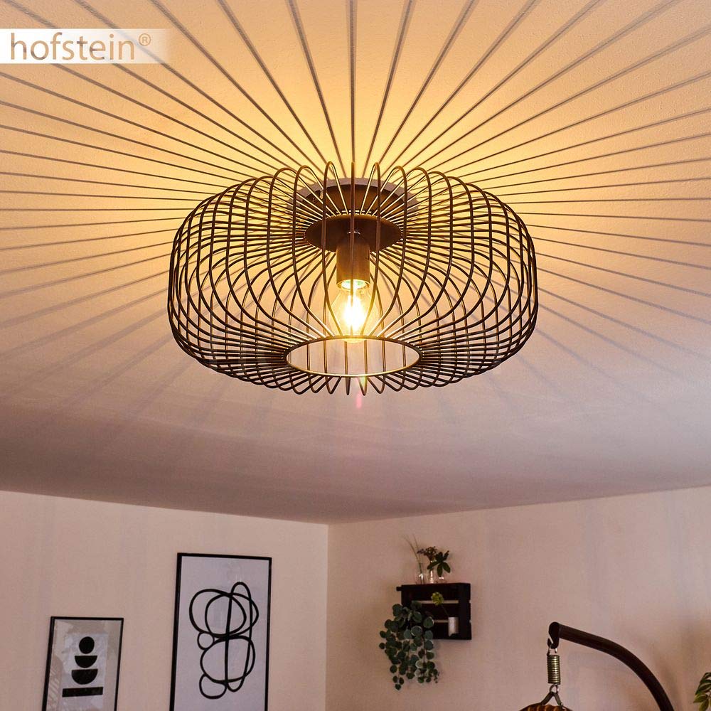 Plafonnier Wemude En Métal Noir, Abat-Jour Rétro-Moderne Créant Un Jeu