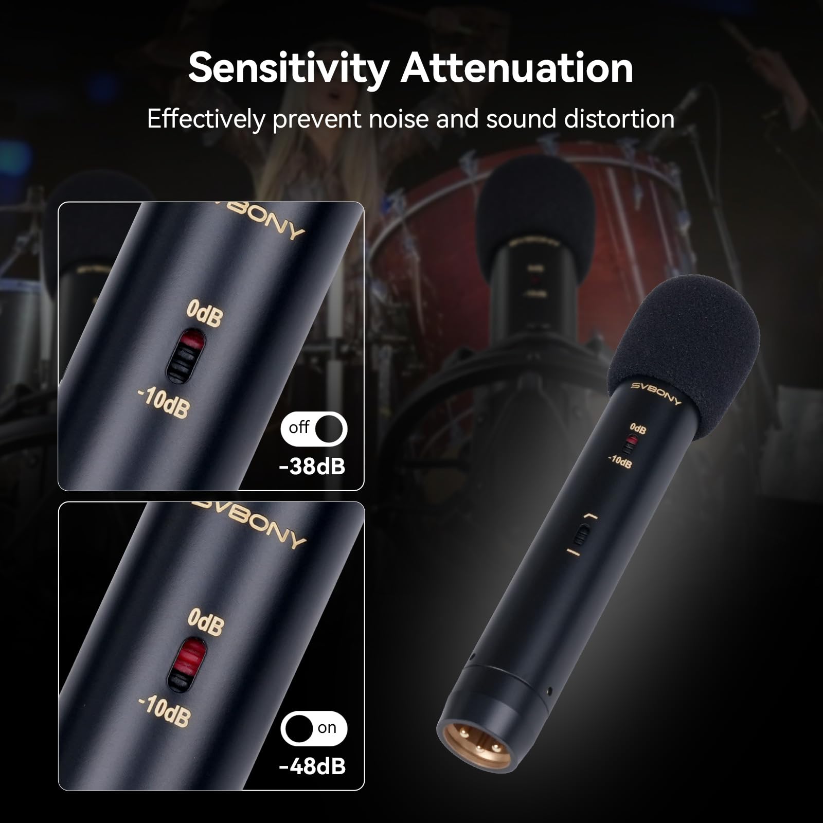 SVBONY Svmic M1 Dynamisches Instrumentenmikrofon für Tonaufnahme | professionelles Stereo-Kondensator-Mikrofon-Kit mit 10dB Dämpfung, 100Hz Tiefpassfilter&78dB SNR mit Shock Mountfür Aufnahmen