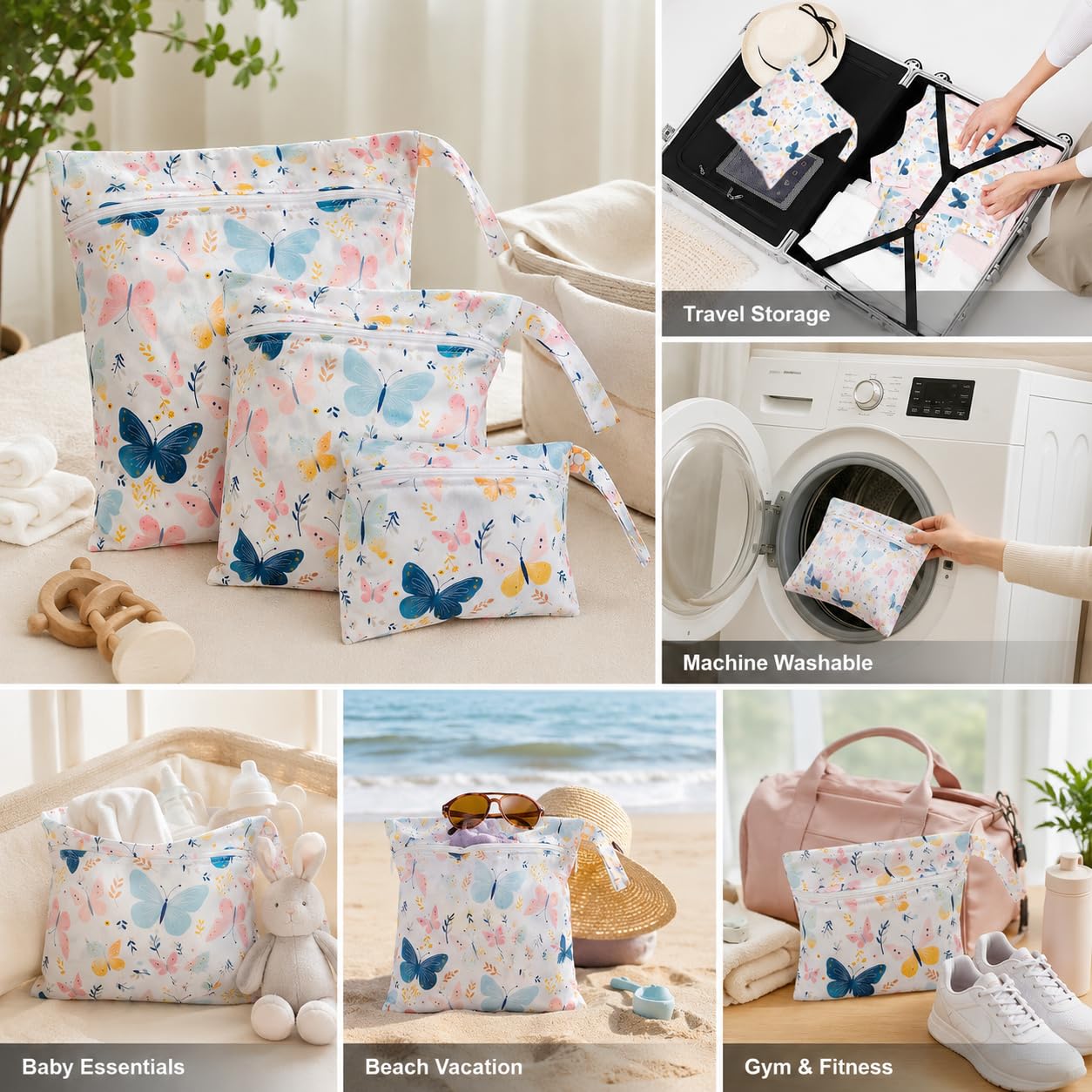 Set di 3 Sacchetti Impermeabili con Zip - Perfetti per Viaggio, Spiaggia, Palestra, e Campeggio, Diverse Dimensioni per Ogni necessità, Riutilizzabili e Resistenti