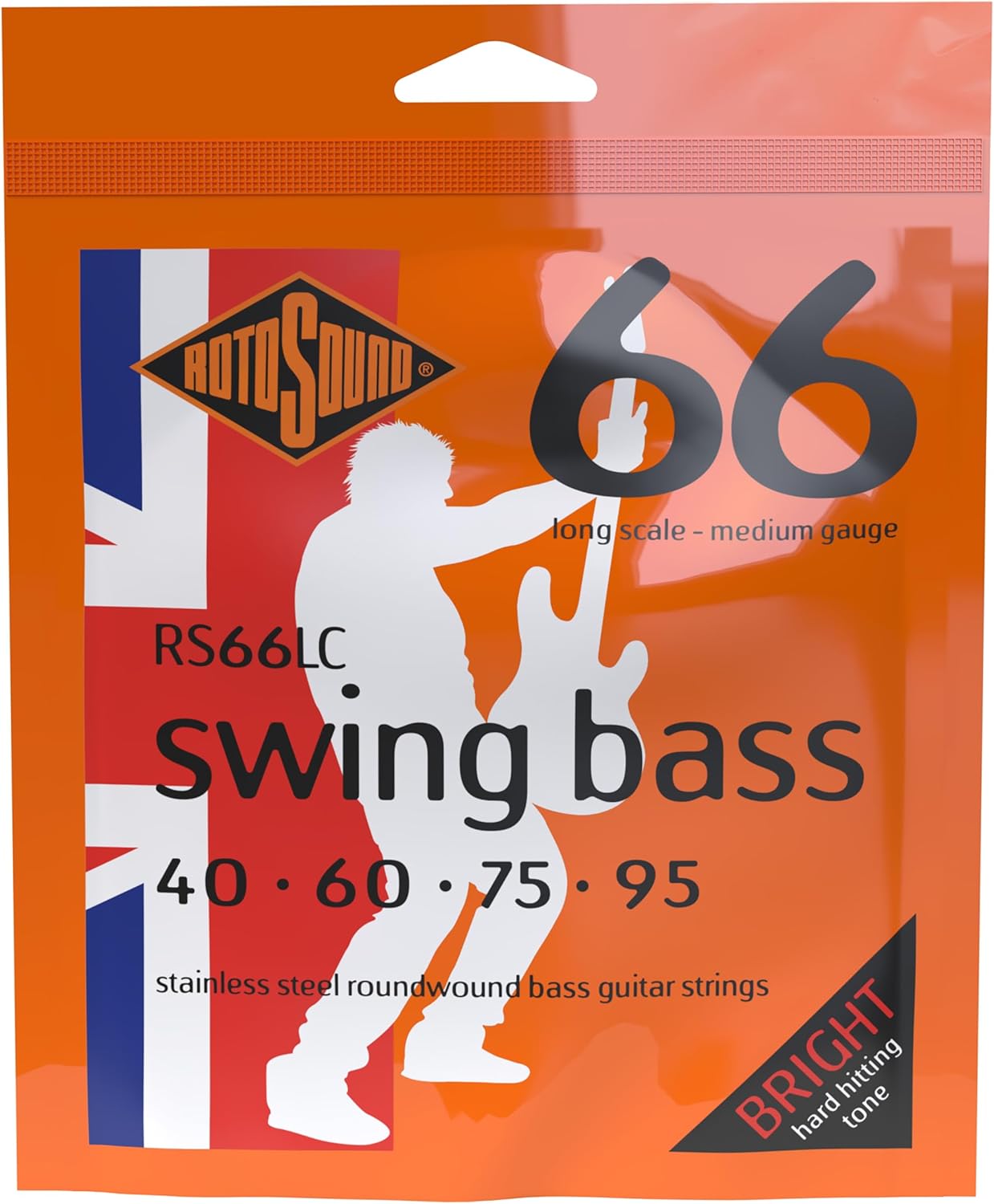 Rotosound RS66LC Swing Bass 66 Stainless Steel Bass Guitar Strings ((40 60 75 95)
