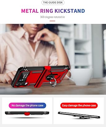 ONOLA Compatible with Samsung Galaxy Z Flip 4/3 Case with Hinge Protection and 360Rotate Ring Magnetic Kickstand Heavy Duty Protective Case for Galaxy Z Flip 3/4 (Red)