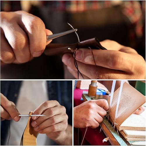 Miniatura 7 de Hilo encerado de 110 yardas con 7 agujas de cuero para coser a mano, hilo encerado 150D, agujas de reparación de cuero para coser tapicería, bolsas