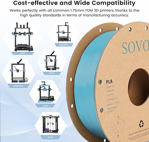 Miniatura 8 de Sovol Filamento PLA para impresora 3D, materiales de impresión de carrete de 4.4 lbs (4.4 libras), estanqueidad del cableado, precisión dimensional