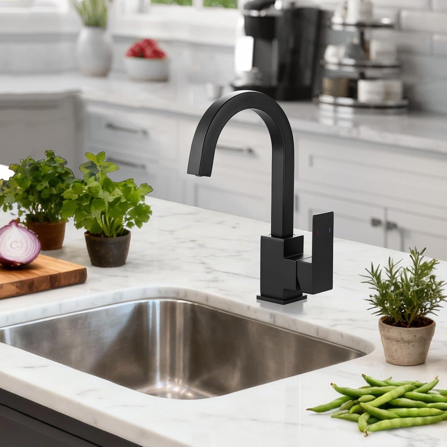 ALEASHA Matte Black Bar Sink Faucet, Bar Sink Faucet Single Hole, Stainless Steel Kitchen Bar Faucet with Single Handle for Kitchen Bathroom RV Restroom Sink