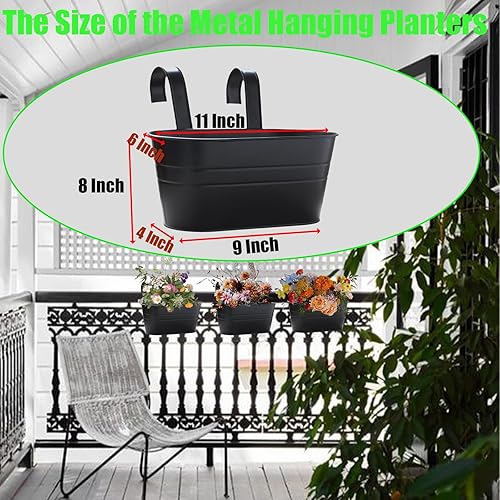 Miniatura 2 de Macetero colgante de metal con ganchos desmontables, macetas para ventana, barandilla, soporte para macetas, macetas colgantes para balcón al aire