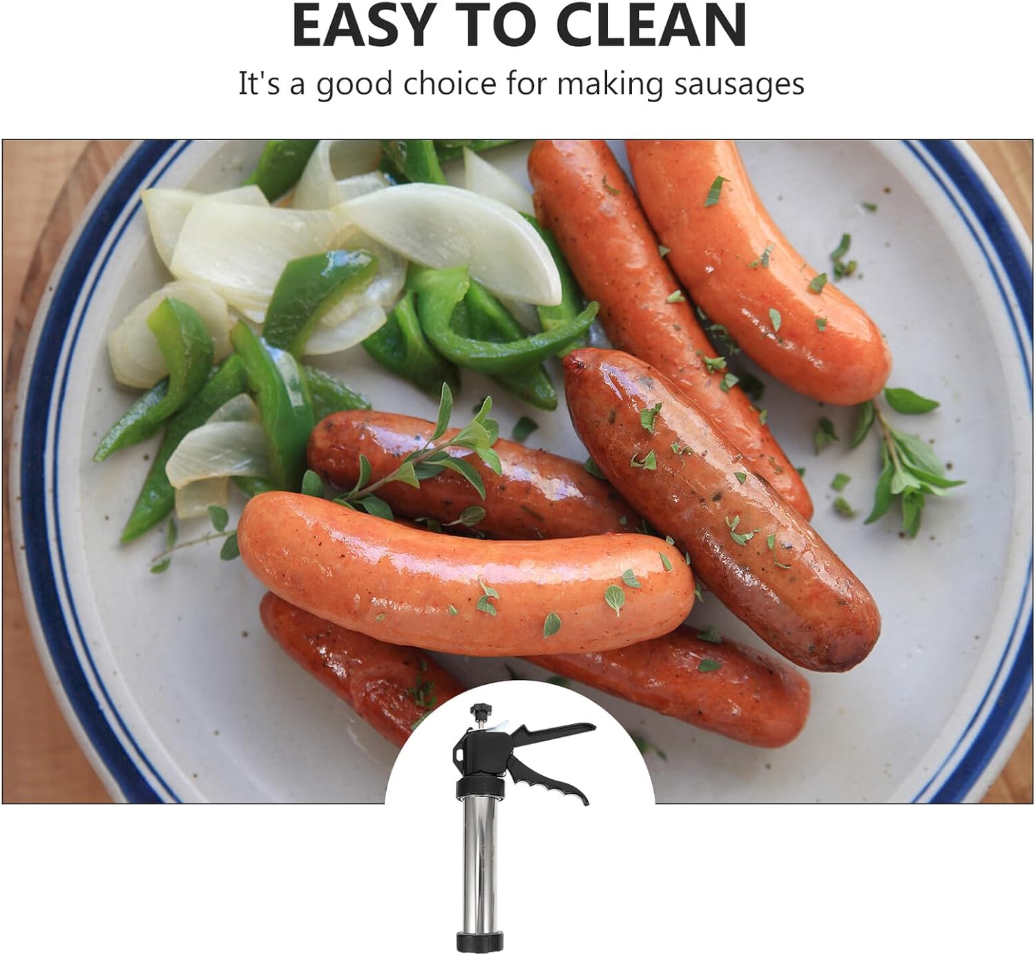 NUOBESTY Manual Stainless Steel Sausage Stuffer Food-grade Meat Filling Tool for Homemade Sausage Making with Non-rusting Construction Suitable for Home Market Restaurant and Hotel Use