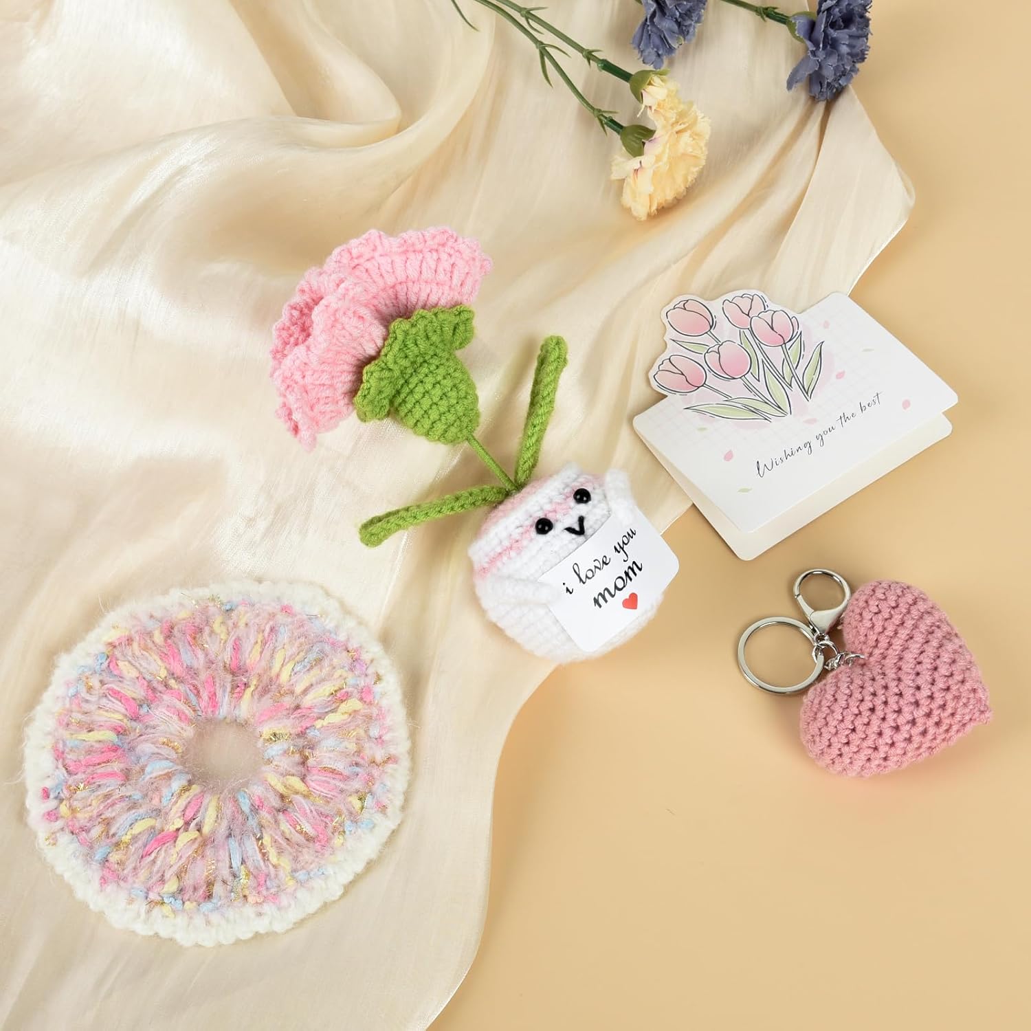 Mom Gift from Daughter,I Love You Mom Handmade Crochet Flower Gift for Mother's Day, Birthday & Christmas Funny Cute Small Unique Presents for Mama, Flower Crochet Doll - Image 6