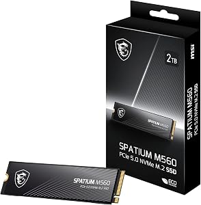 MSI Spatium M560 SSD 2TB PCIe 5.0 NVMe M.2 Unidad de Estado sólido Interna, 10.300MB/s de Lectura y 8.700MB/s de Escritura, 3D NAND, Seguridad de Datos integrada, Center