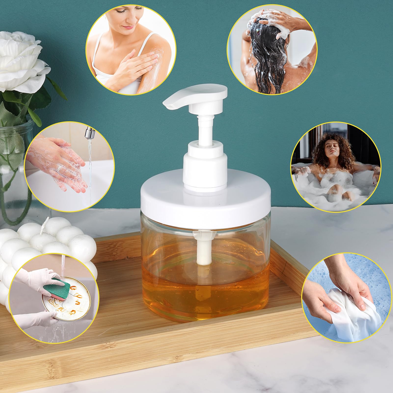 Dispenser Per Flaconi Con Pompetta 2 Pezzi 500ml/16.9oz Flaconi Con Pompetta Ricaricabili In Plastica A Bocca Larga Stile Barattolo Senza BPA Flaconi Vuoti Con Pompetta Per Bagno Doccia Contenitori