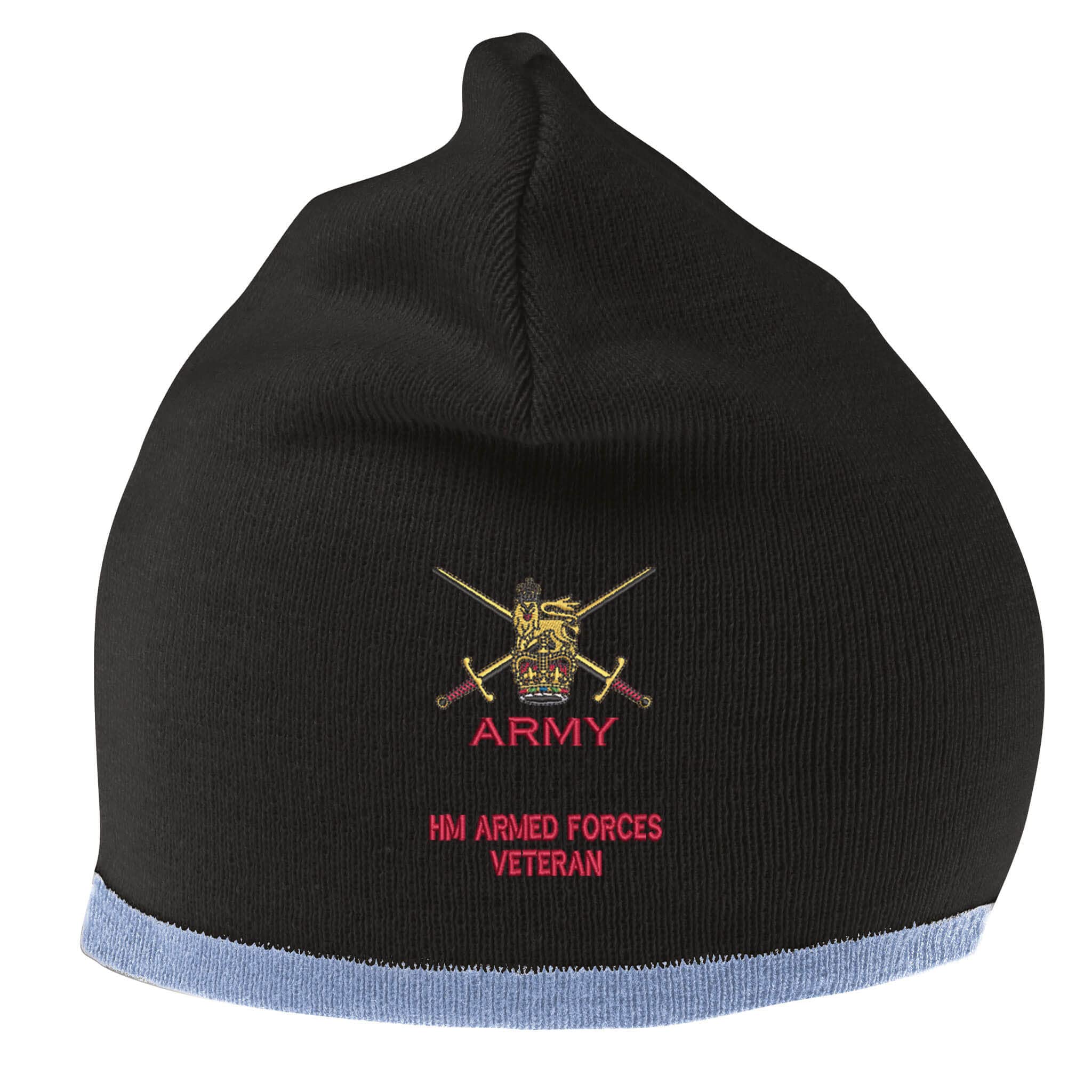 The Military Store Unisex Black/Sky Army - Armed Forces Veteran Beanie Hat