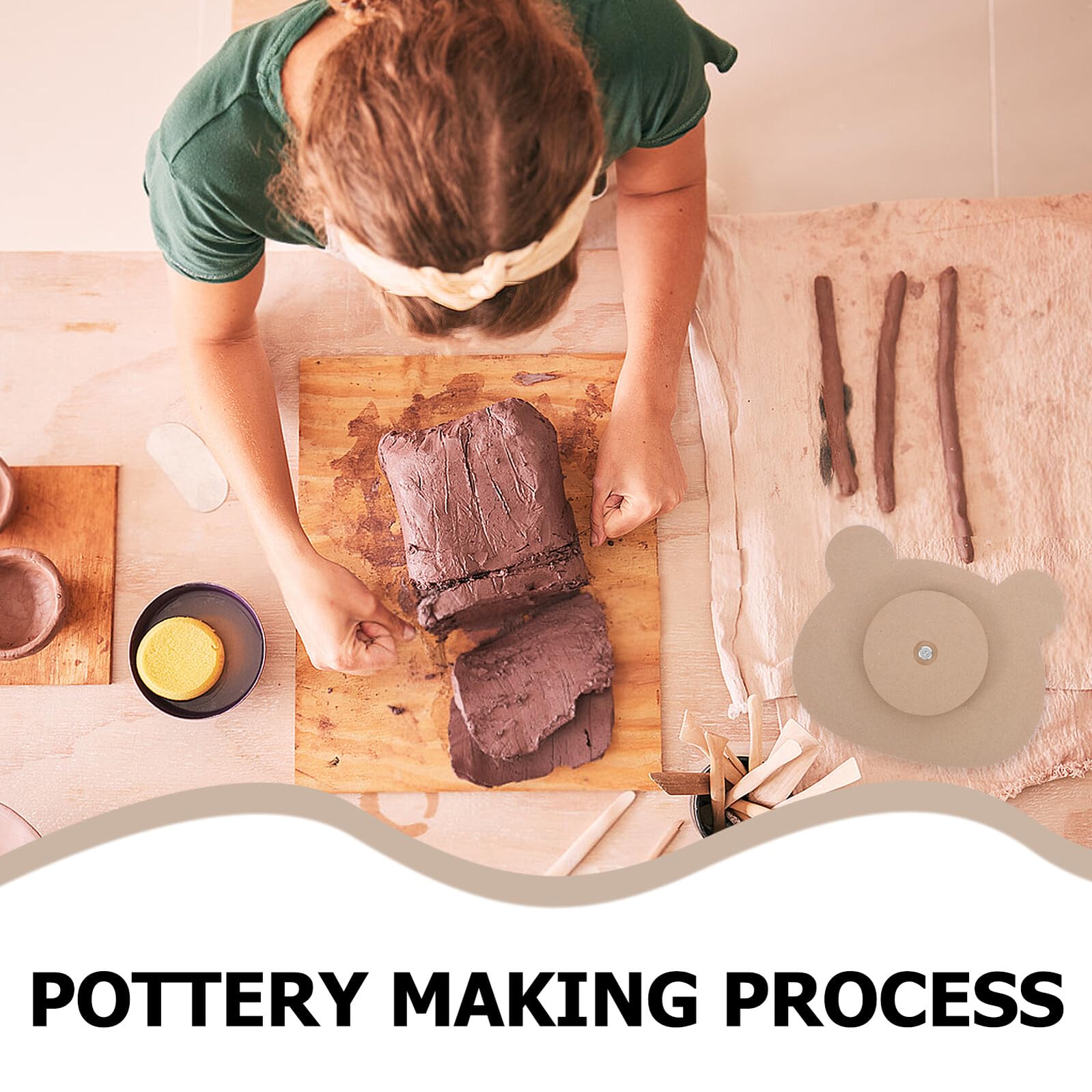 Stampo in Ceramica a Forma di Orso in Legno Base, Strumento Artigianale per Modellare Piatti in Argilla, Resistente e Adatto per Laboratori Creativi e attività Manuali