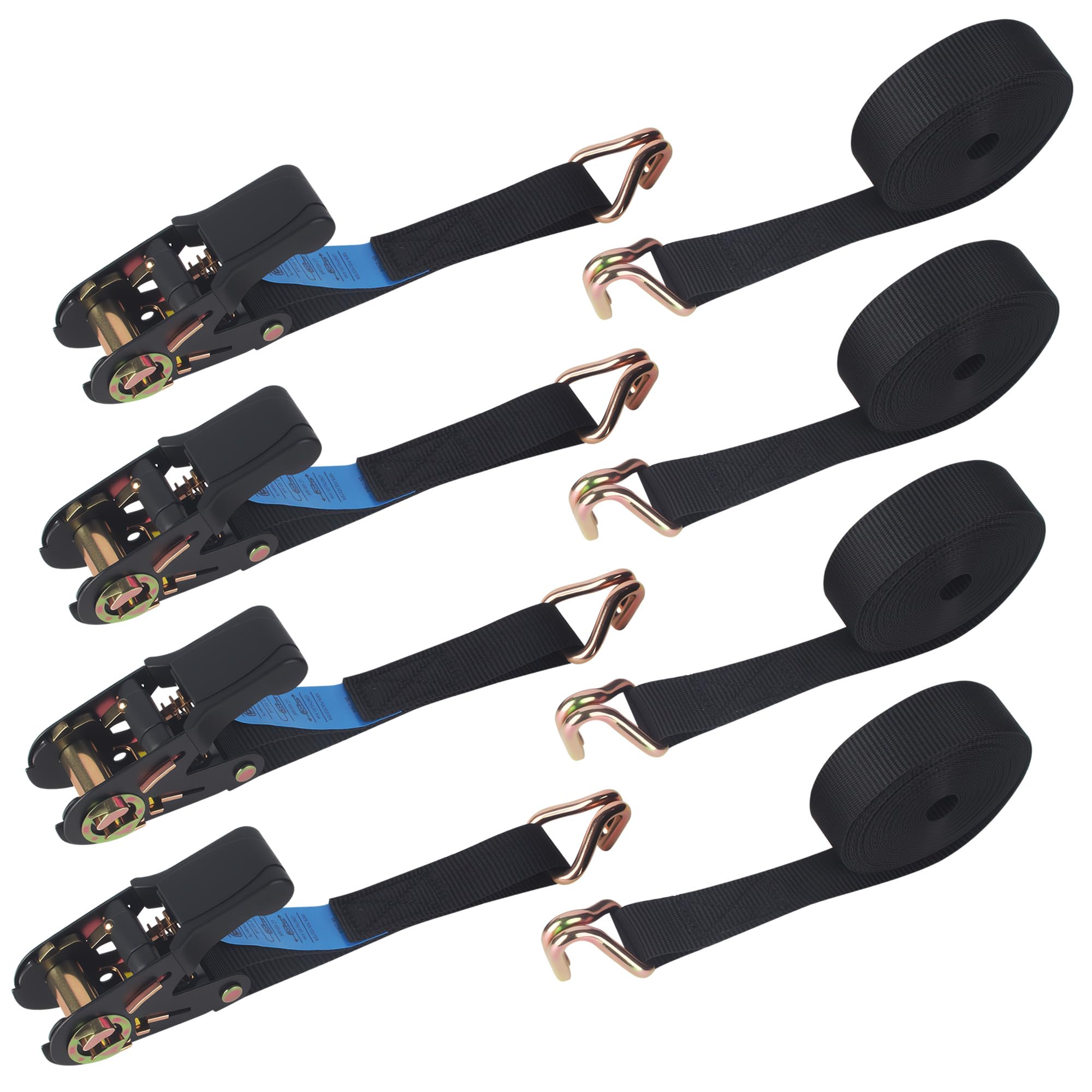 4 Stück Spanngurte mit Ratsche und Haken,Zurrgurt,6m x 25mm, Ratschengurte mit Haken, Spanngurte Set, Zurrgurt mit Hakens Geeignet Zum Sichern Von Ladungen Auf Autos, Anhängern und Fahrrädern,Schwarz