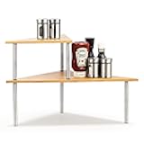 Cook N Home 02649 Corner Storage Shelf Organizer, Triangle, 2 Tier, Bamboo