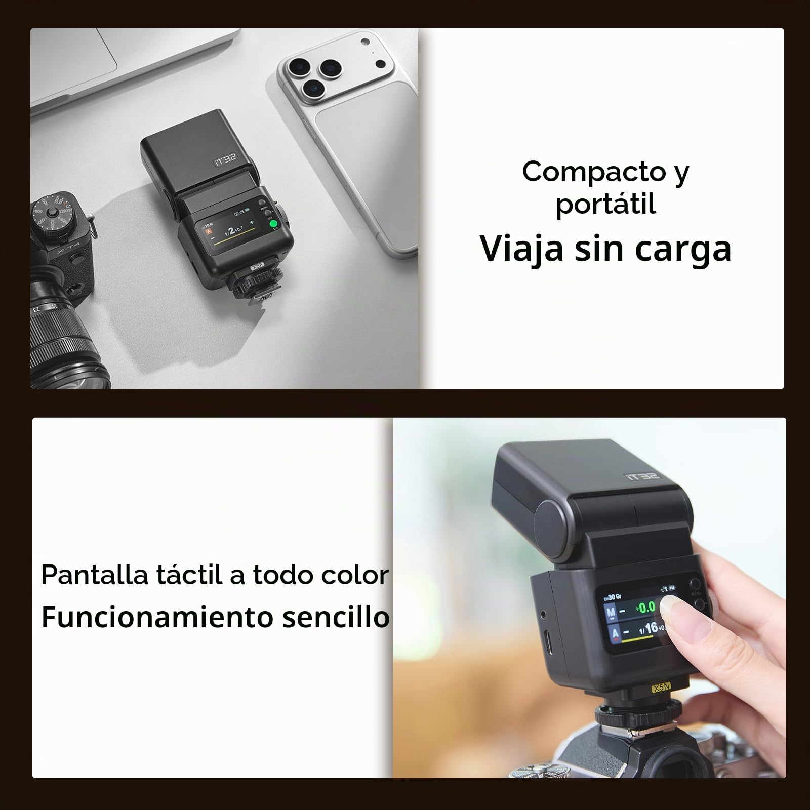 Godox iT32 TTL - Flash de cámara con X5S para Sony, zapata magnética y disparador 2 en 1, HSS 1/8000s, 2.4G inalámbrico, compatible con a7 IV, a7C II, a7C, a6700, ZV-E10 II, ZV-E1, lámpara de modelado