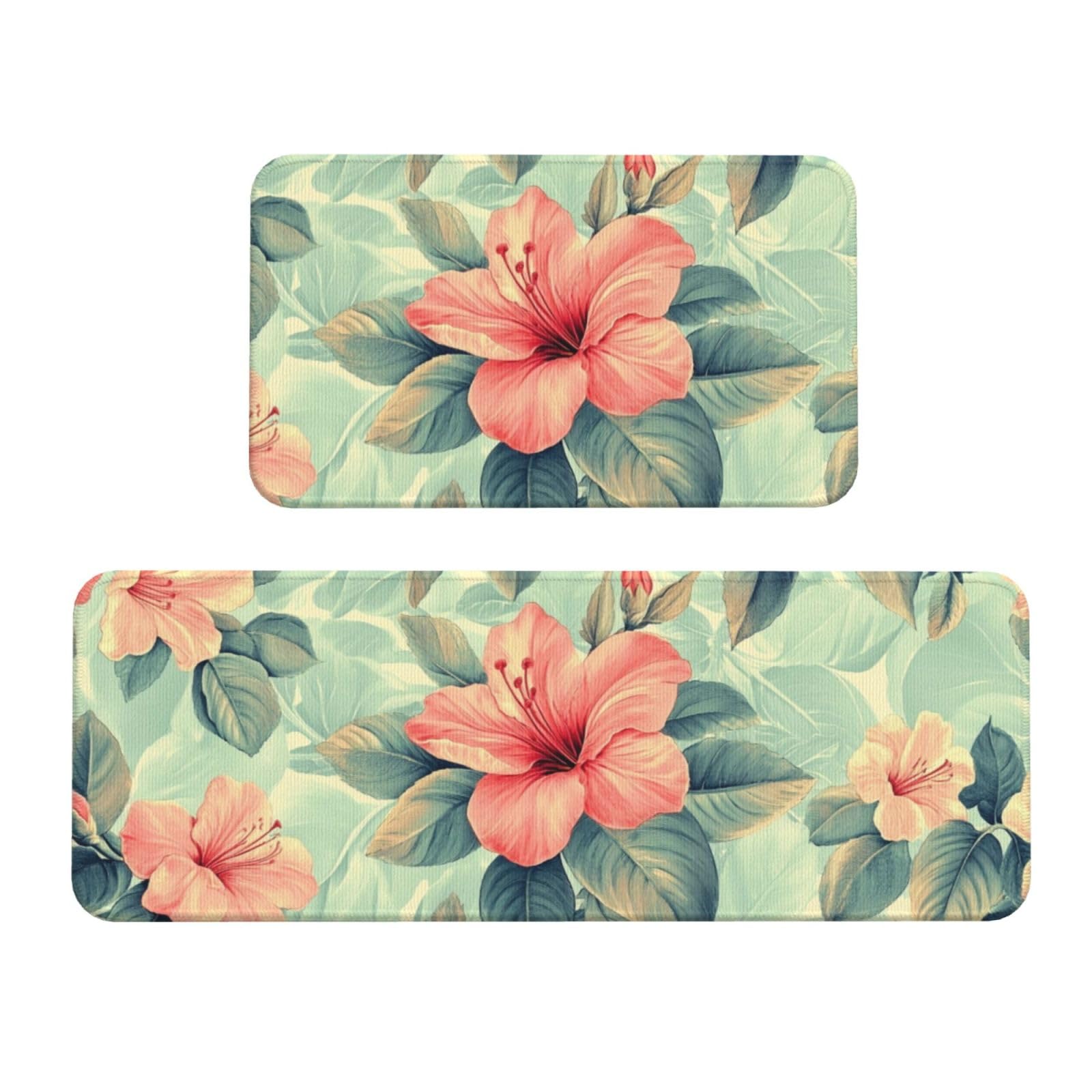 Tapete de cocina antideslizante y mullido que protege tus pies y decora con flores