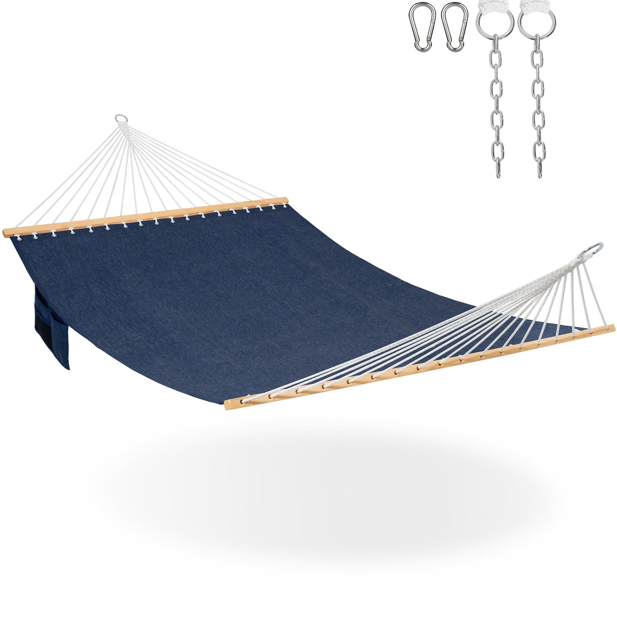 Lazy Daze Hammocks Hamaca doble exterior de 11 pies, hamaca de tela de olefina de secado rápido con barra separadora, hamaca con cadenas para exteriores, piscina, patio trasero, capacidad de 450