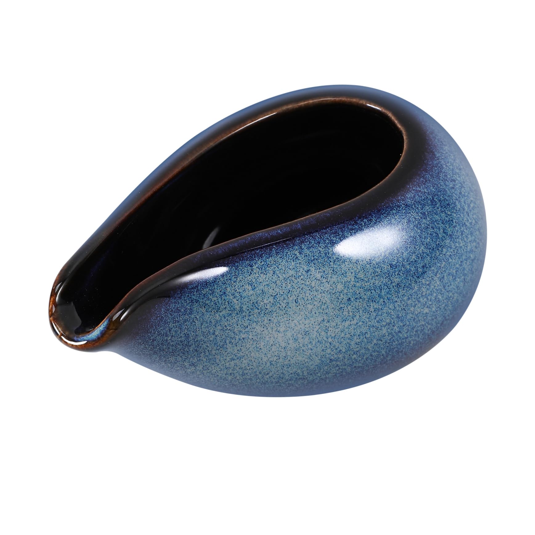 COLLBATH Ceramic Milk Jug and Juice Funnel Mini Porcelain Creamer Bowl Jugs for Parties Pitcher with Lid Cups Boat Coffee Syrups Creamer Jugs Small Creamer Container Spice Jar Blue Ceramics