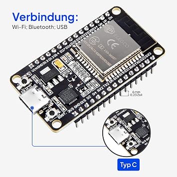 ELEGOO ESP-32 Starter Kit with Tutorial & Board Compatible with Arduino IDE Development Board USB-C Dual-Core Microcontroller Support AP/STA/AP+STA CP2102 Chip for Maker & DIY Projects