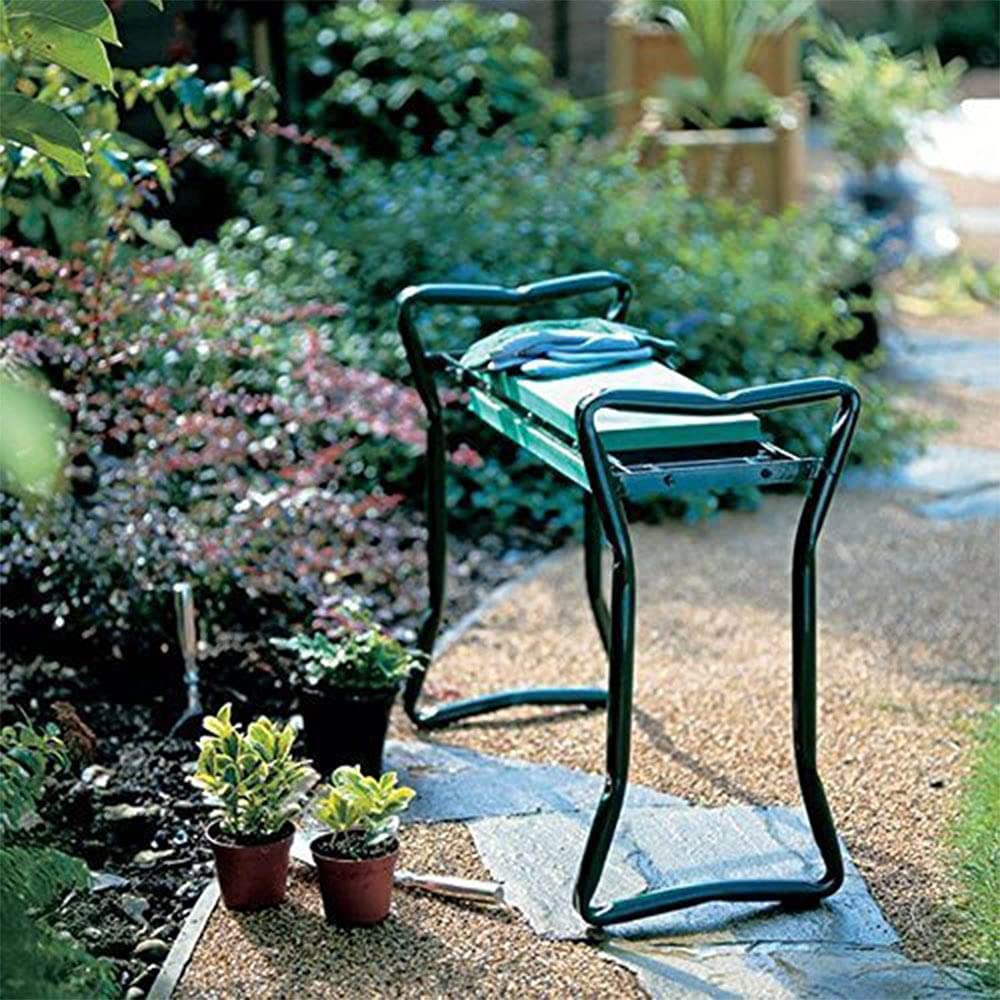 Gartenkniebank, klappbarer Sitzhocker mit Griffen und Werkzeugtasche 3 in 1 für Gartenarbeit und Heimwerken im Freien