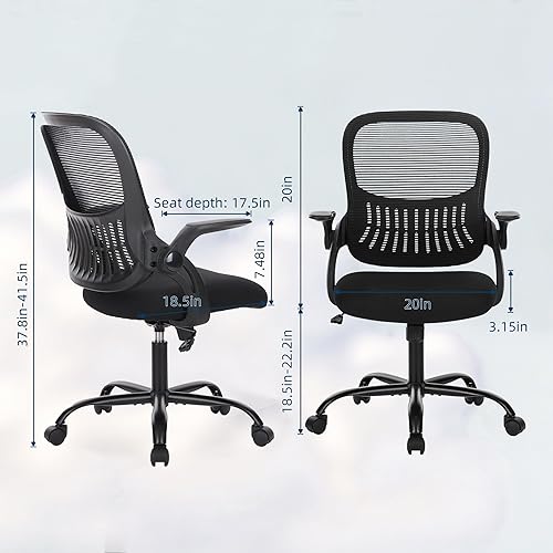 Miniatura 2 de Silla de computadora de escritorio de oficina, sillas ergonómicas giratorias de malla con respaldo medio con ruedas, cómodo soporte lumbar, cómodos
