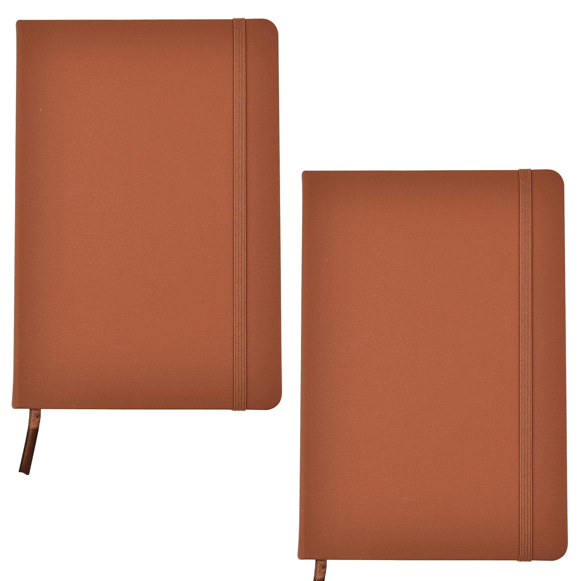 ARPAN A5 Hardback Cover & Ribbon Marker with Elastic Closure Notebook Diary, 80gsm Paper, 136 sheets Perfect for Office, Home, School, Business (Brown - Pack of 2) โ image 1